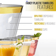 thumbnail image 4 of 36X Plastic Cup 9 Hard Disposable Cup Plastic Wine Glass Party Wedding Wine Glass Transparent Plastic Cup -Gold Rim, 4 of 6