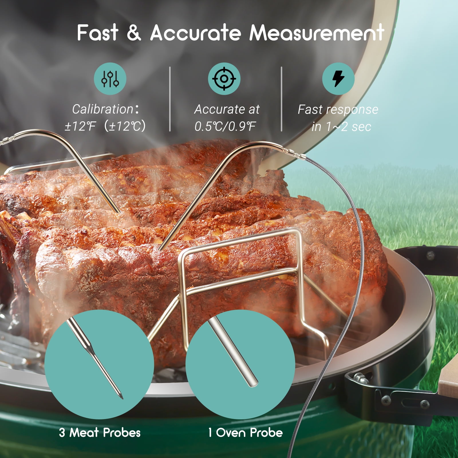 INKBIRD ISC-007BW EU Thermomètre alimentaire automatique pour Big Green  Egg, Kamado