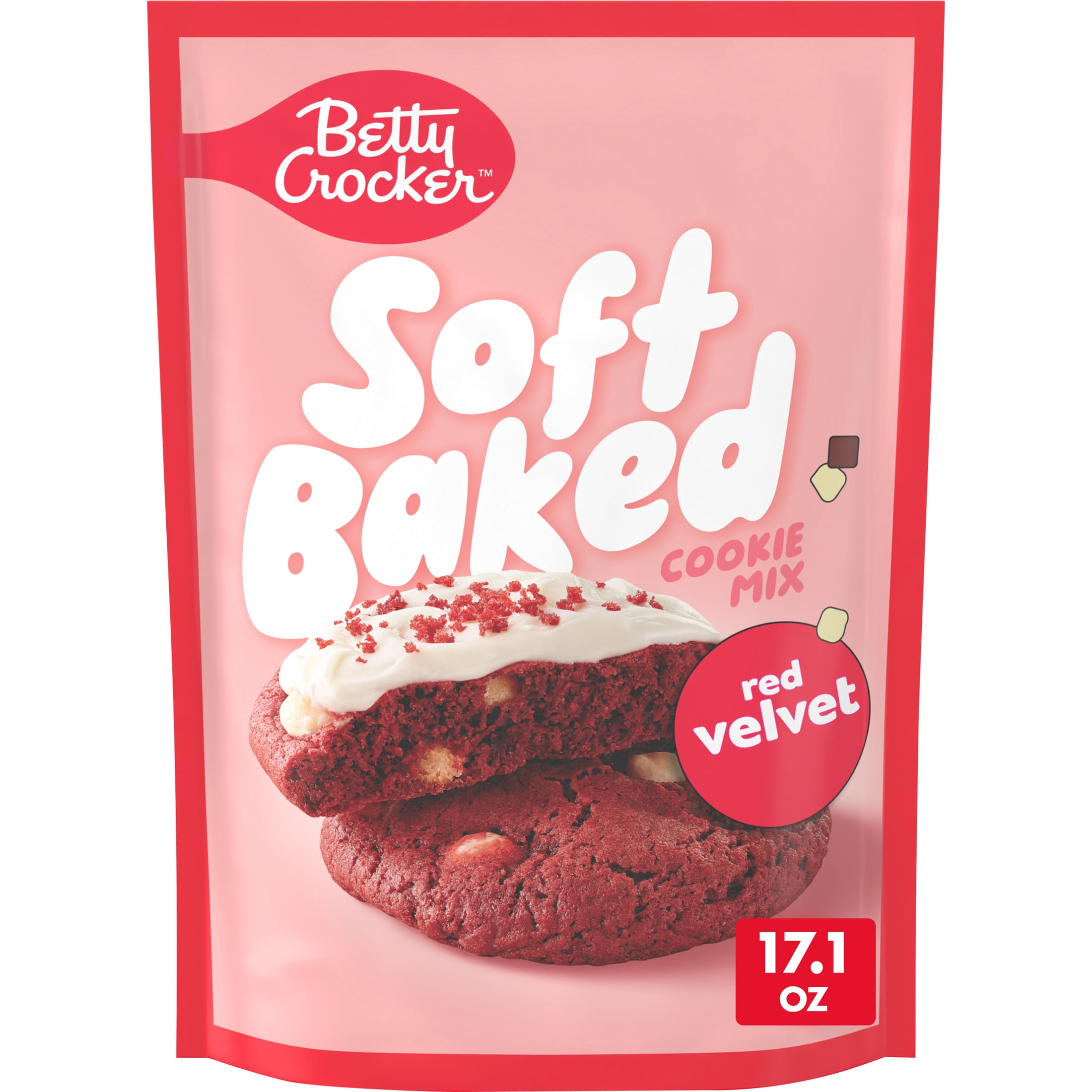(7 pack) Betty Crocker Soft Baked Cookie Mix, Red Velvet, 17.1 oz