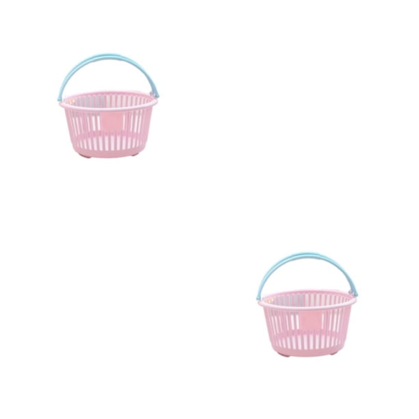 Bewildely Cesta de almacenamiento elegante con estilo ABS para varios artículos pequeños y papelería Cesta portátil de almacenamiento de Rosa claro circular 2Conjunto