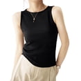 thumbnail image 4 of Womens Sleeveless Crewneck Ribbed Tank Tops Casual Basic Summer Top Slim Fitted Racerback Shirts Black S, 4 of 5