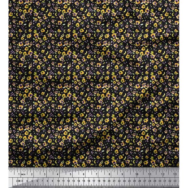 Soimoi Poly Georgette Fabric Floral Shirting Print Sewing Fabric Yard 42 Inch Wide