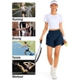thumbnail image 5 of 5" Athletic Running Shorts for Women with Zipper Pocket Quick Dry High Waisted Gym Workout Shorts with Liner navy blue XXL, 5 of 6
