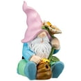 thumbnail image 4 of Northlight LED Solar Lighted Sunflower Gnome Outdoor Garden Statue - 8.5", 4 of 9