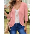 thumbnail image 4 of Women'S Cardigan Tops Three-Quarter Sleeves Solid Color Casual Small Jacket Female Pink L, 4 of 9