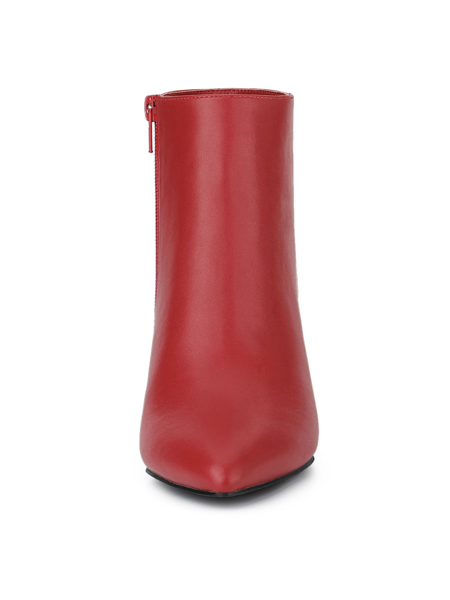 DARING DIVA Women's Pointed Toe Zipper Stiletto Heel Ankle Wrap Boots Red 10