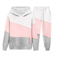 thumbnail image 6 of WMTBSRSW Girls Fleece Sweatsuit Color Block 2 Piece Sweatsuits for Teens Thermal Hoodies Sweatshirts and Jogger Sweatpants Sweat Set 12-13Years, 6 of 6