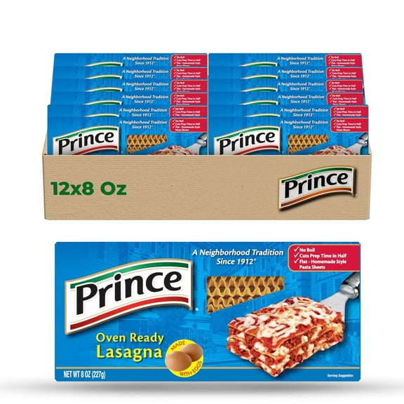 Prince Oven-Ready Lasagna, No Boil, Easy-to-Use Pasta Sheets (12-Pack, 8 oz Each) Create delicious homemade lasagna effortlessly with these pre-cooked, no-boil lasagna noodles