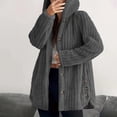 thumbnail image 2 of Lixiuxyad Fuzzy Hooded Jacket Women's Jacket Winter Warm Soft Hooded Coat Long Sleeve Button Front Loose Fit Casual Outerwear For Daily Wear Gray, 2 of 6