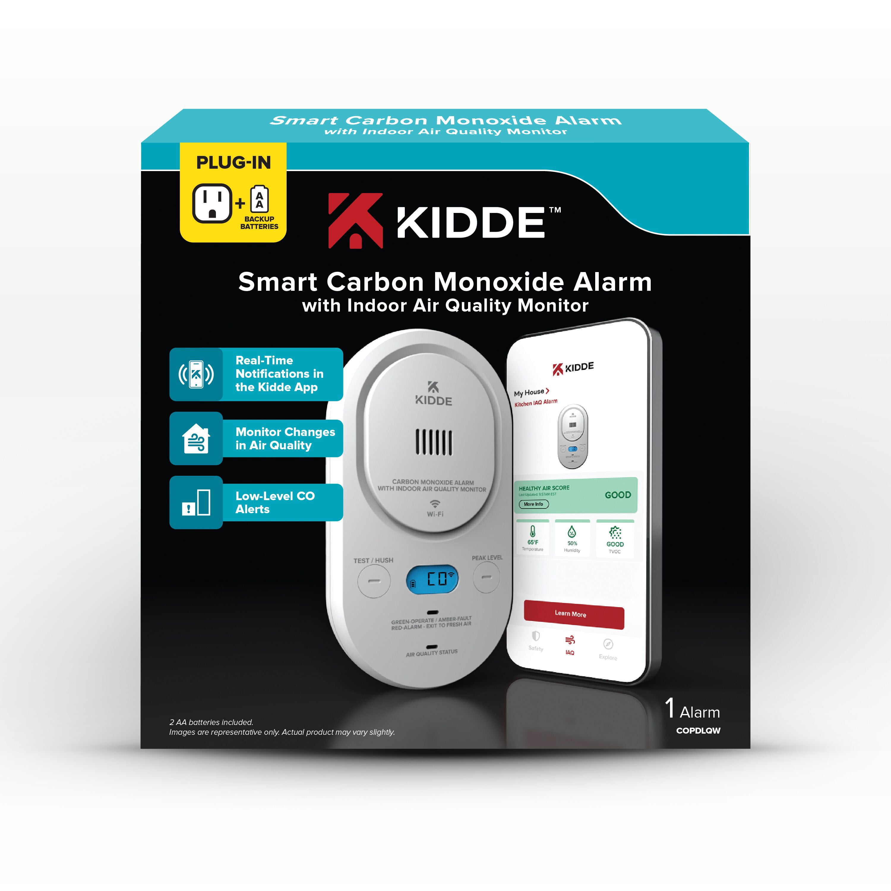 Kidde Smart Carbon Monoxide Detector & Indoor Air Quality, Plug-In with AA Battery Backup, COPDLQW