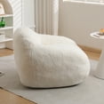 thumbnail image 3 of Bean Bag Chair, Comfy Bean Bag Sofa for Adults, Stuffed Floor Sofa with Supportive Backrest & Armrests, Modern Faux Fur Accent Chair for Living Room & Bedroom, Off White, 3 of 11