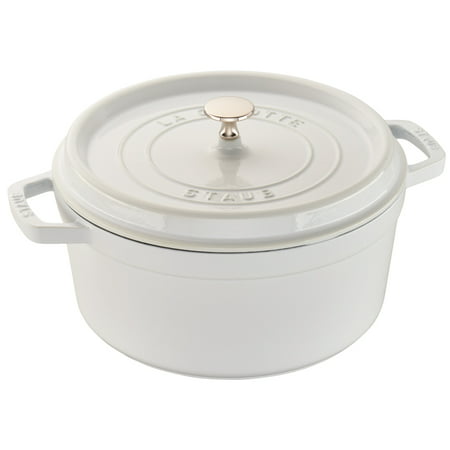 Staub Cast Iron Round Cocotte, Dutch Oven, 5.5-quart, serves 5-6, Made in France, White