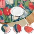 thumbnail image 4 of Pioneer Flower Floral Print Pattern Round Fitted Tablecloth with Elastic Edge,Dining Table Cover Waterproof,Outdoor Round Tablecloth for Camping,Dining,Indoor and Outdoor, 4 of 7