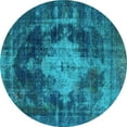 thumbnail image 1 of Ahgly Company Indoor Round Oriental Light Blue Industrial Area Rugs, 4' Round, 1 of 4