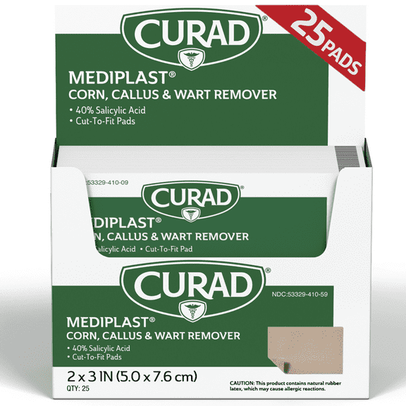 Curad Mediplast Corn, Callus & Wart Remover Pads, 25 Count