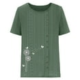 thumbnail image 4 of Fheaev Summer Tops For Women 2024 Women'S Fashion Printed Comfortable Loose Short Sleeve Blouse Button Court Lock Casual Round-Neck Tops, 4 of 4