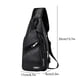 thumbnail image 3 of Bandolera para hombres: mujer – Mochila pequeña en el pecho con agujero para auriculares, marrón caqui, mochila ligera de cuero sintético para senderismo, acampada, viajes al aire libre, adapta a, 3 of 7