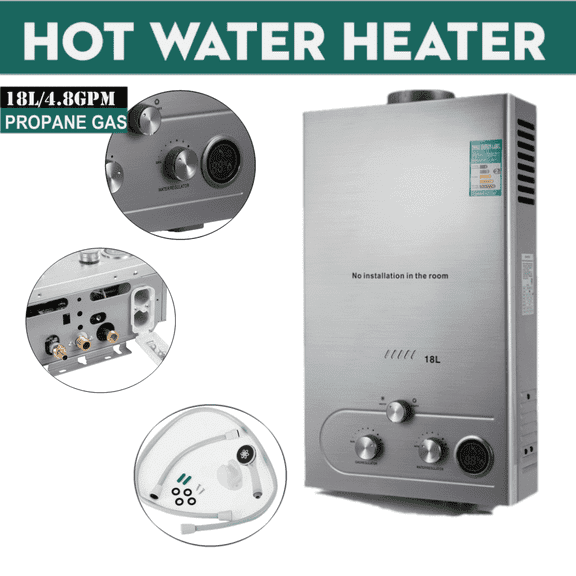 SHZOND 18L Propane Gas Tankless Hot Water Heater 110V On Demand Instant Boiler w/ Shower Kit