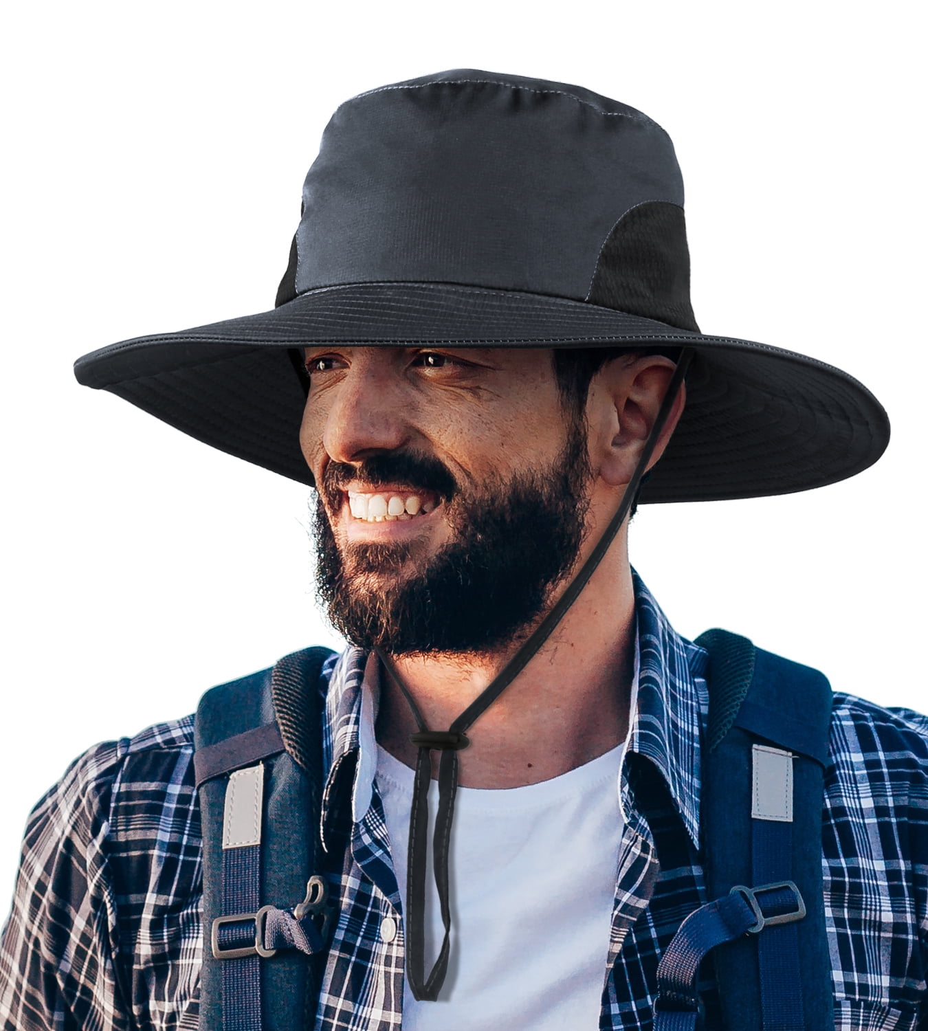 CENSGO Sun Buckets Hat for Men UV Protection Polyester Brim Boonie Hat