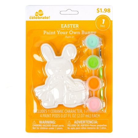 Way To Celebrate Easter Paint Your Own Bunny, Ceramic Figurine, Ages 3+