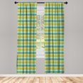 thumbnail image 4 of Ambesonne Ethnic Window Curtains, Tribal Jungle Line Pattern, Each 28" W x 95" L, Yellow Green Cadet Blue, 4 of 4