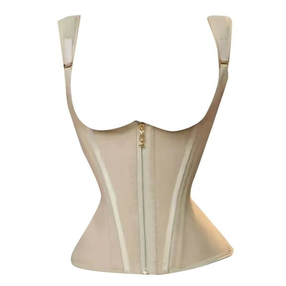 Waist Trainer Corset Body Shaping Vest with Zipper Buckle and Fishbone Support for Posture Correction