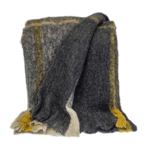 Parkland Collection Cabino 67x52" Plaid Fabric Throw Blanket in Black/Yellow