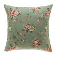 thumbnail image 1 of Pink Roses On Sage Green With Microgel Feather Like Insert Pillow, 1 of 1