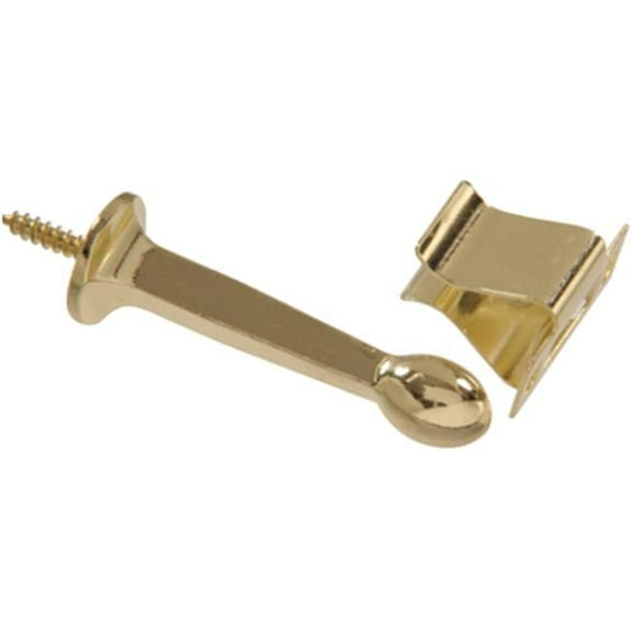 Hillman 852343 Rigid Door Stops with Holder, Brass Plated