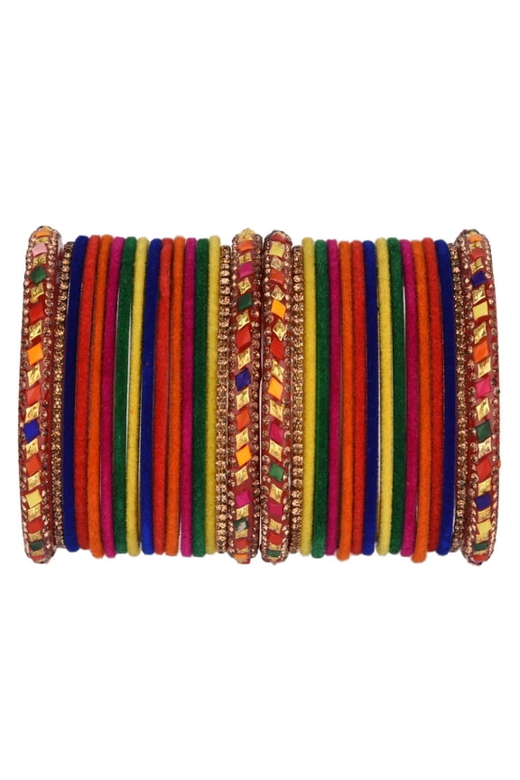 Boho Indian Multicolor Bangle Set Rhinestone CZ Crystal Bracelet Bangle Bollywood Wedding Bridal Jewelry for Women Size-2.4