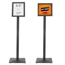KFFKFF Stand for Signs, Adjustable for 8.5 x 11 Inch Posters in Both Vertical and Horizontal Orientation, Robust Floor Sign Holder with Metallic Base, for Display, Promotions, and Outdoor Use, Black