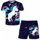 thumbnail image 1 of Verano bebé niños niñas unicornio camiseta + Pantalones cortos conjunto ropa niños lindo dibujos animados 2 uds niños niñas lindo unicornio ropa Sets6T Gao Jinjia LED, 1 of 2