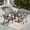 Grey chair, variant on STARY 7 Pieces Outdoor Dining Set with 1.57" Umbrella Hole, Patio Stackable Dining Textilene Chairs and 60"x35" Iron Rectangle Table for 6 People, Garden