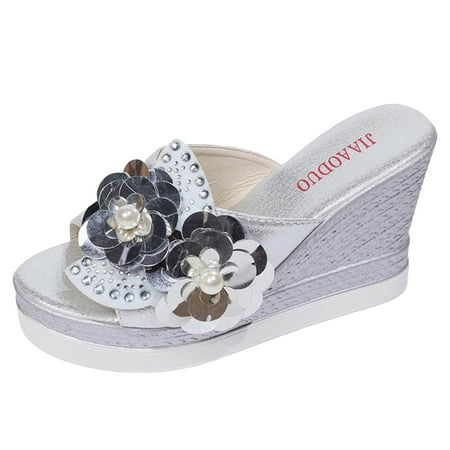 

Women S Sandals Summer Water Diamond Flower Fish Mouth Thick Sole Matsutake Slippers Shoes