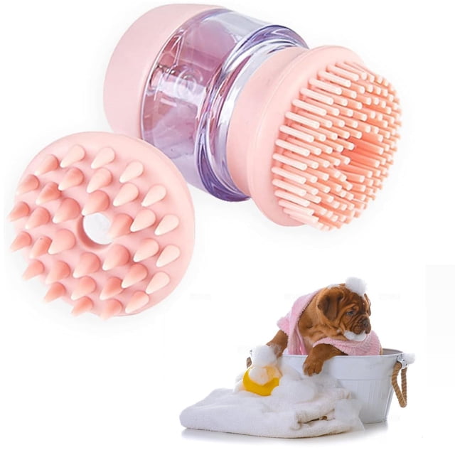 XINYUICEAN Cepillo de Baño para Perro Mascotas, Cepillo para Perros con 2 Cabezales de Cepillo de Si multicolor