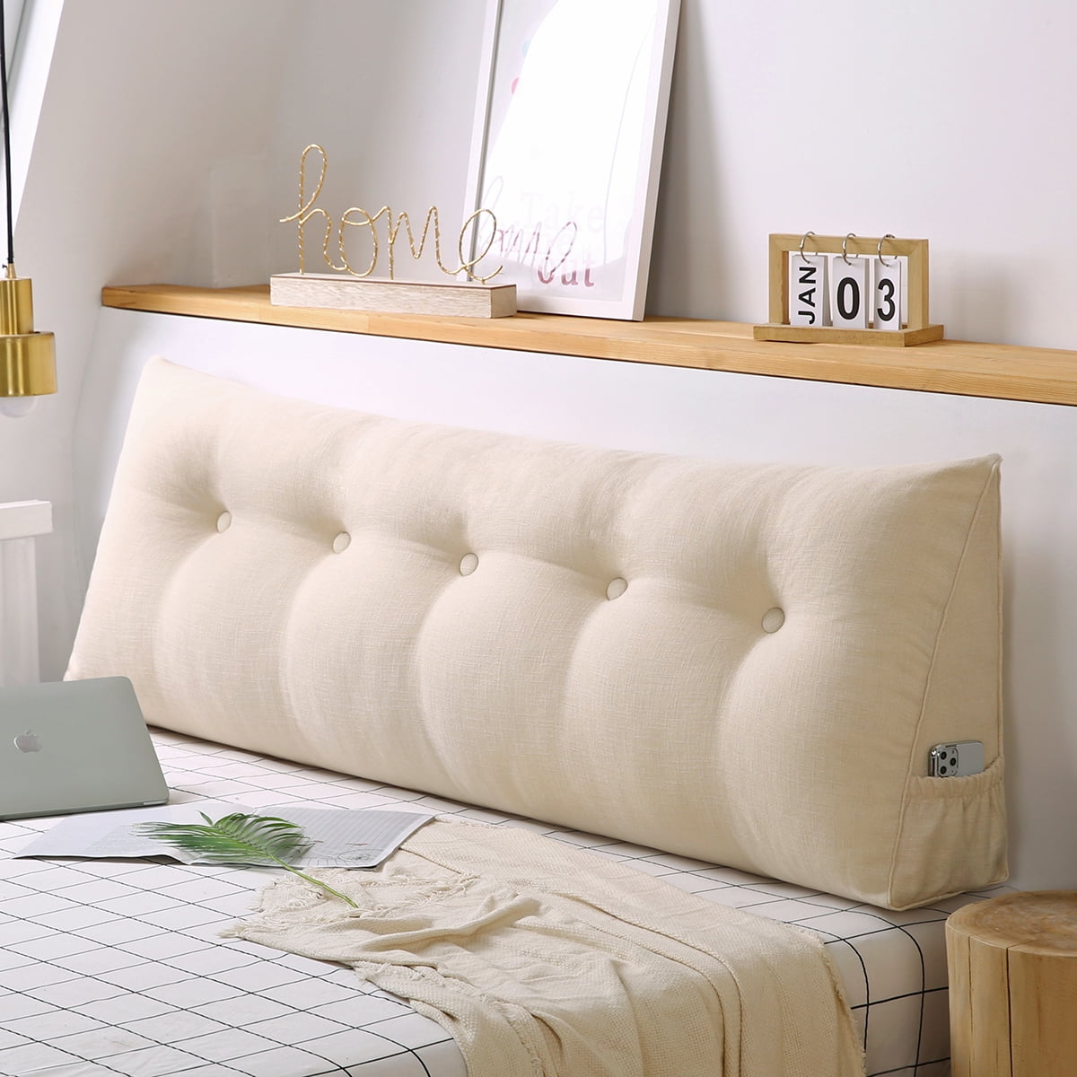 39in Long Triangular Wedge Pillow Reading Backrest Sofa ...