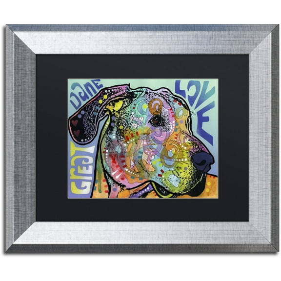 Trademark Fine Art 'Great Dane Luv' Canvas Art by Dean Russo, Black Matte, Silver Frame