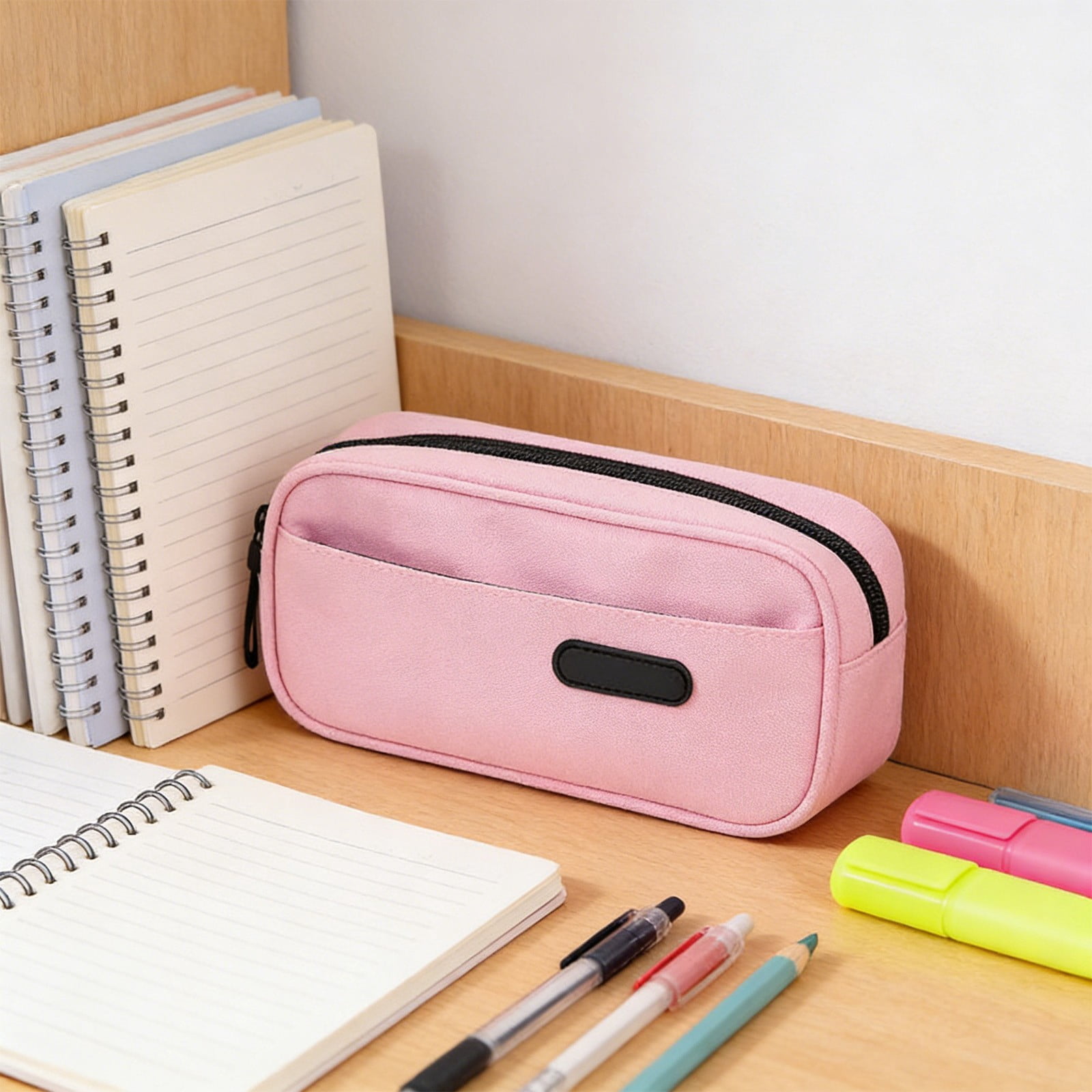 RBCKVXZ Cute Corduroy Pencil Case, Stationery Storage and Organizer, Pen Pouch, Large Pencil Bag with Zipper, Office Supplies (Pink)
