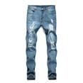 thumbnail image 2 of Gvmfive Men Denim Zip Fly Mid Rise Side Pockets Skinny Ripped Jeans, 2 of 5