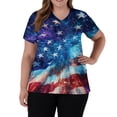 thumbnail image 3 of 250th Anniversary Scrubs Top for Women Patriotic Flag and Floral Print Tops for Women Short Sleeve Nursing Uniforms T-Shirts Casual 4th of July Caregiver T Shirts, 3 of 5