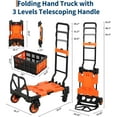 thumbnail image 2 of QinaQin Chariot Diable Pliant 2-en-1 avec Roues, Orange, 2 of 8