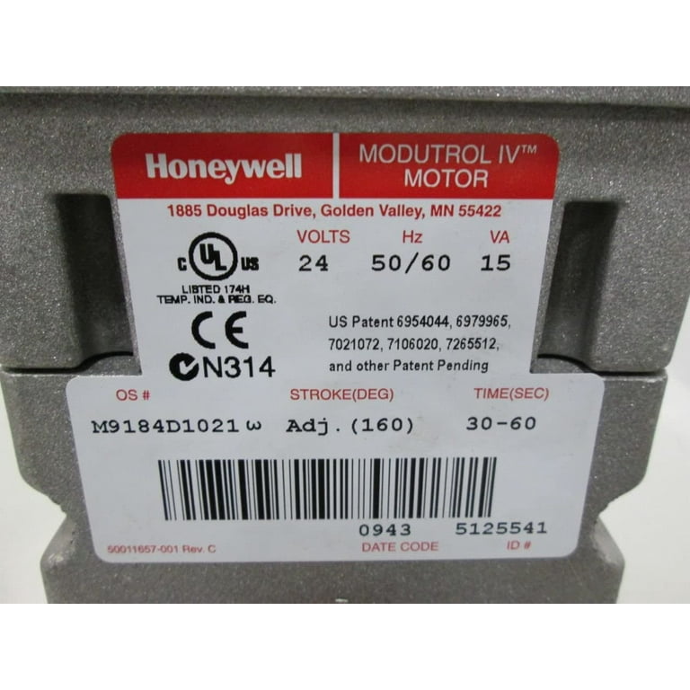 Honeywell Actuator,Damper & Valve,150 in-lb,24V AC M9184D1021/U 