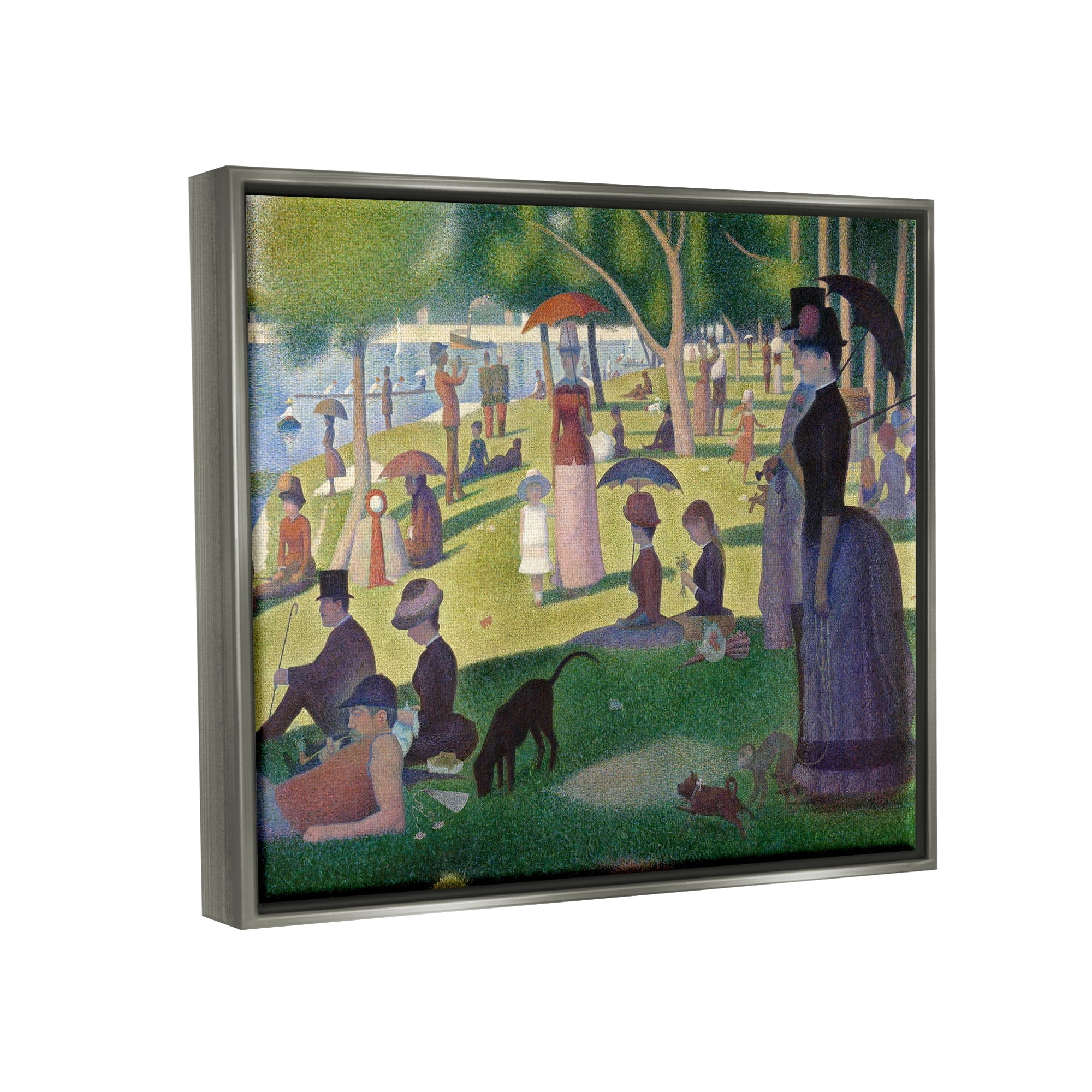 Stupell Industries Sunday on La Grande Jatte Georges Seurat Classic Painting Painting Luster Gray Floating Framed Canvas Print Wall Art, Design by one1000paintings