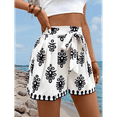 thumbnail image 4 of Women Skort 2025 Casual Summer Flowy Mini SkortKnot Side Elastic Waist Bodycon Print Skort White S, 4 of 7