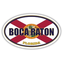 Boca Raton City Florida State Flag | FL Flag Palm Beach County Oval State Colors Bumper Sticker Car Decal 3x5 inches