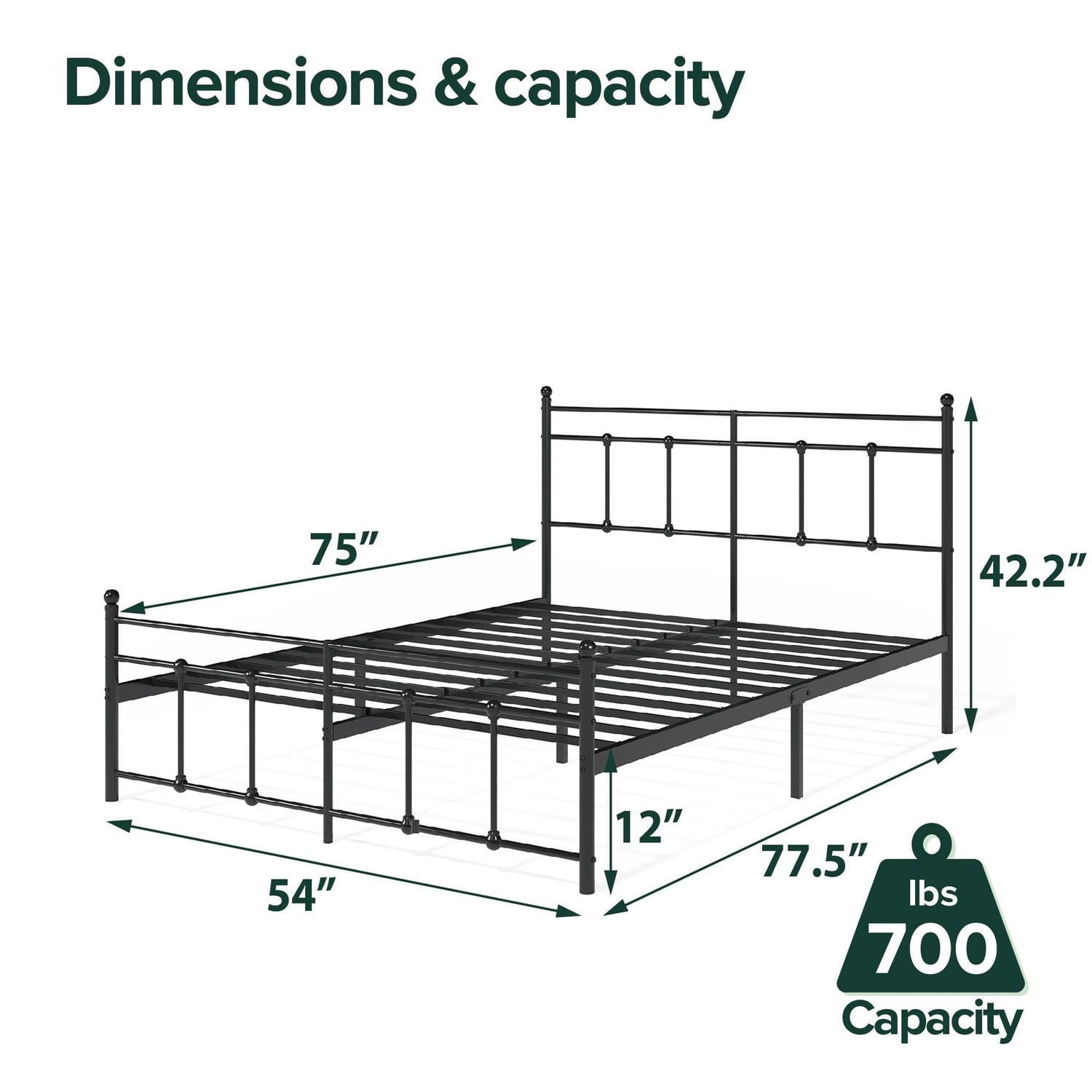 Zinus Nicholas 42.2 inch Metal Platform Bed Frame