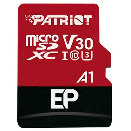 Patriot EP Series 64GB Micro SDXC V30 A1 UHS-I U3 4K UHD Memory Card with SD Adapter