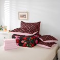thumbnail image 5 of Manfei Princess Ribbon Child Twin Bedding Sets 7-Piece, Kawaii Strawberry Flower Bedding Comforter Set, Black Red Cartoon Style Reversible Sheet Sets, Microfiber Bedroom Decor, 5 of 7
