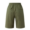 thumbnail image 5 of HOOMEUMY Men's Summer Linen Cotton Shorts Drawstring Elastic Waist Solid Color Loose Fit Beach Shorts with Pockets Army Green M, 5 of 8