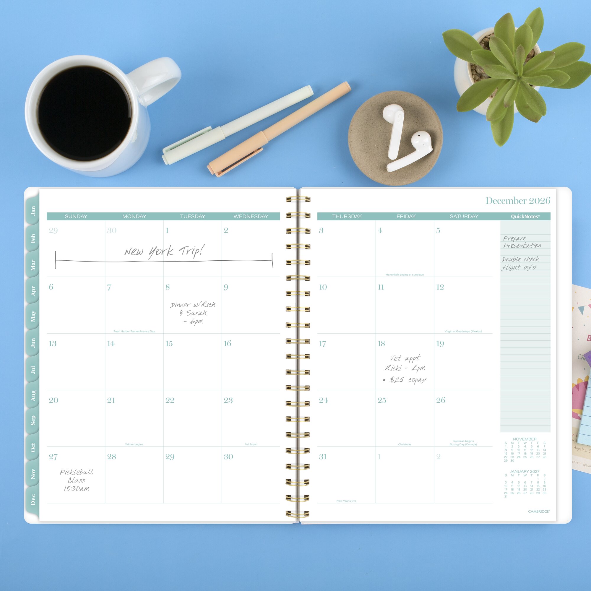 Cambridge Amaze 2026 Customizable Weekly Monthly Planner Large 8 12 x 11 -